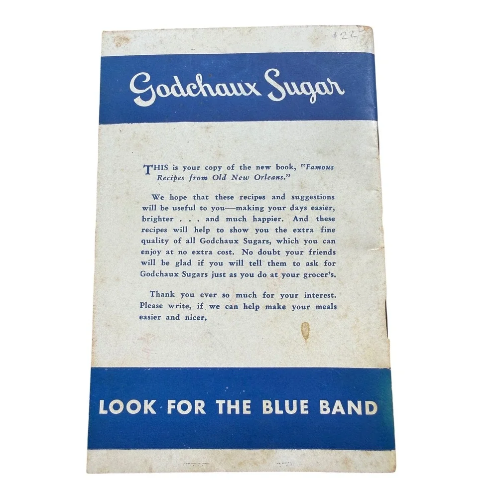 1952 Godchaux Sugars Famous Recipes From Old New Orleans Advertising Cookbook